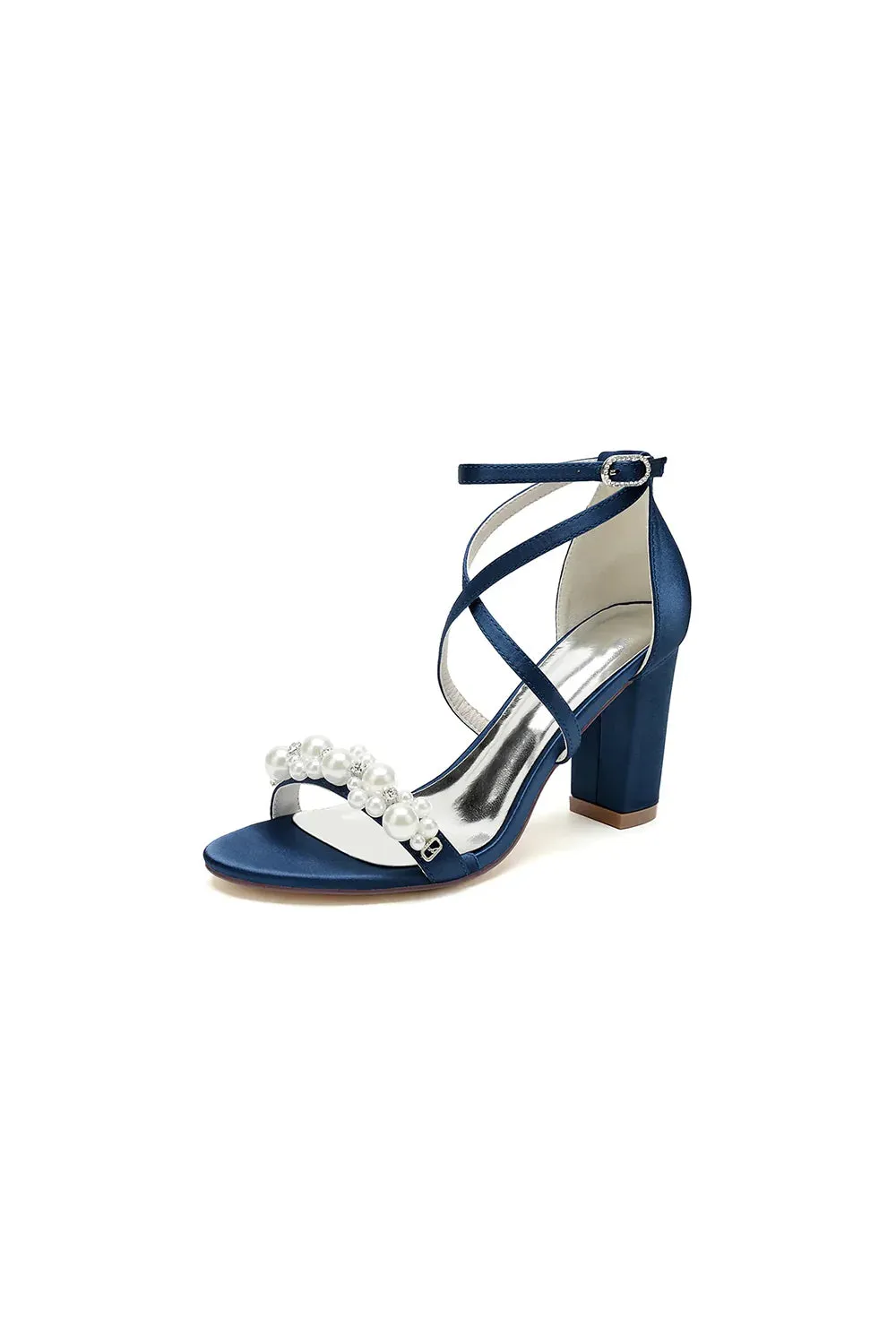 Open Toe Beaded Cross Strap High Heels