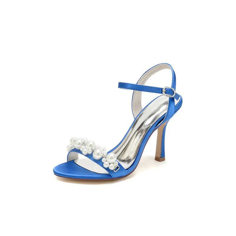Open Toe Pearl Stiletto Heels