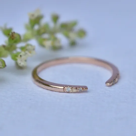 Pave Diamond Open Stack Minimal Ring