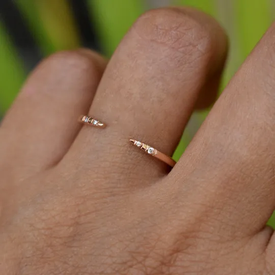 Pave Diamond Open Stack Minimal Ring