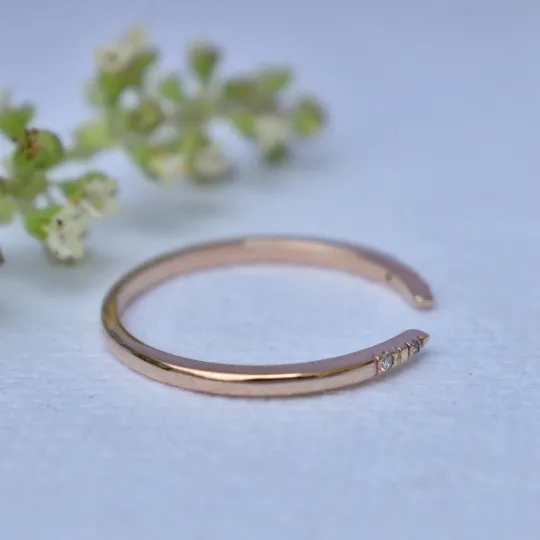 Pave Diamond Open Stack Minimal Ring