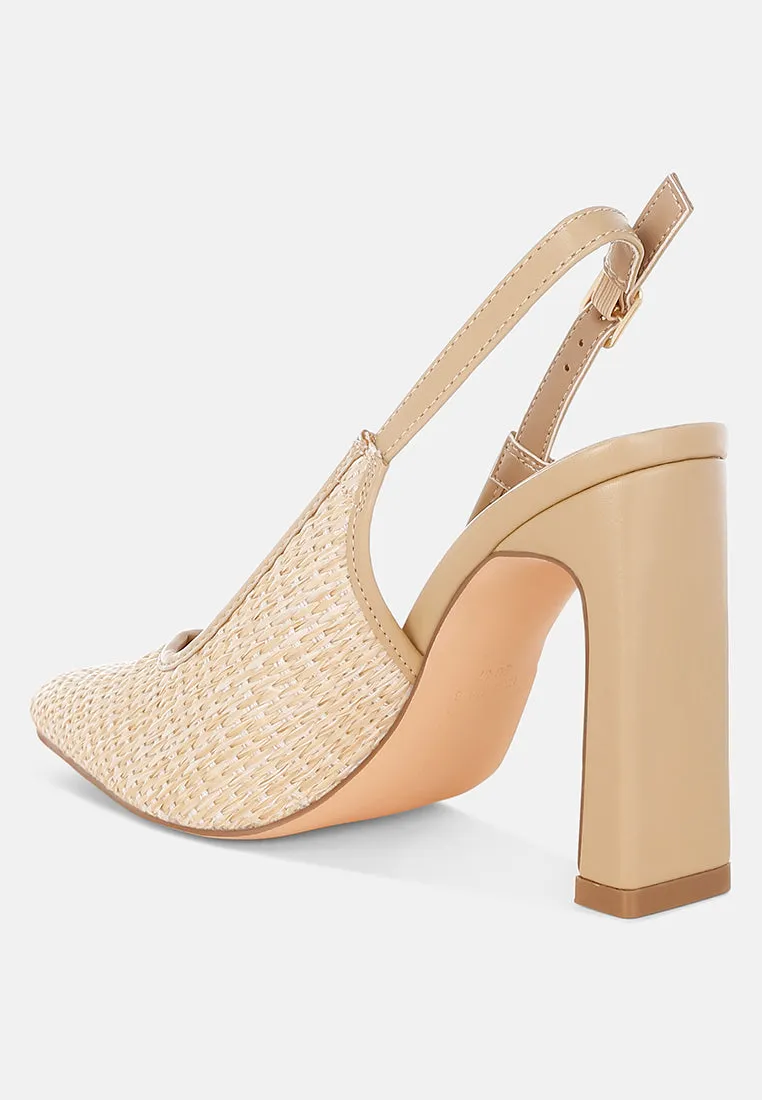 Raffia Pointy Toe Slingback Pumps By RUW