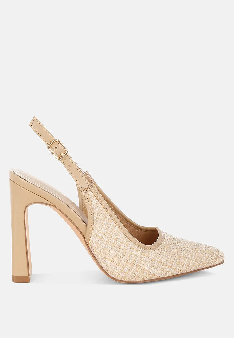 Raffia Pointy Toe Slingback Pumps By RUW