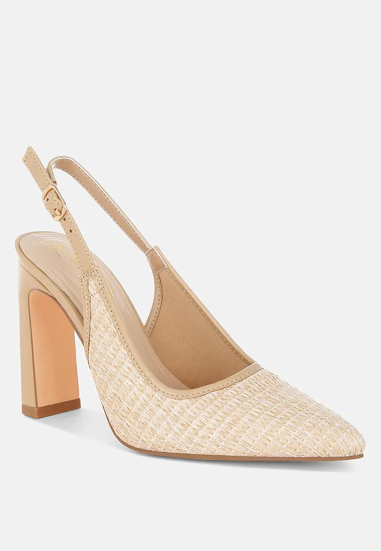 Raffia Pointy Toe Slingback Pumps By RUW