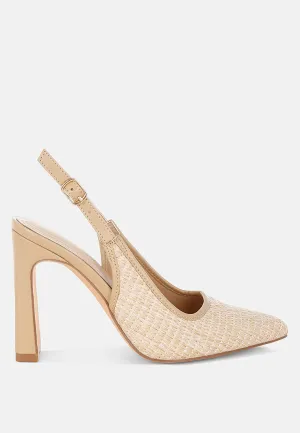Raffia Pointy Toe Slingback Pumps By RUW