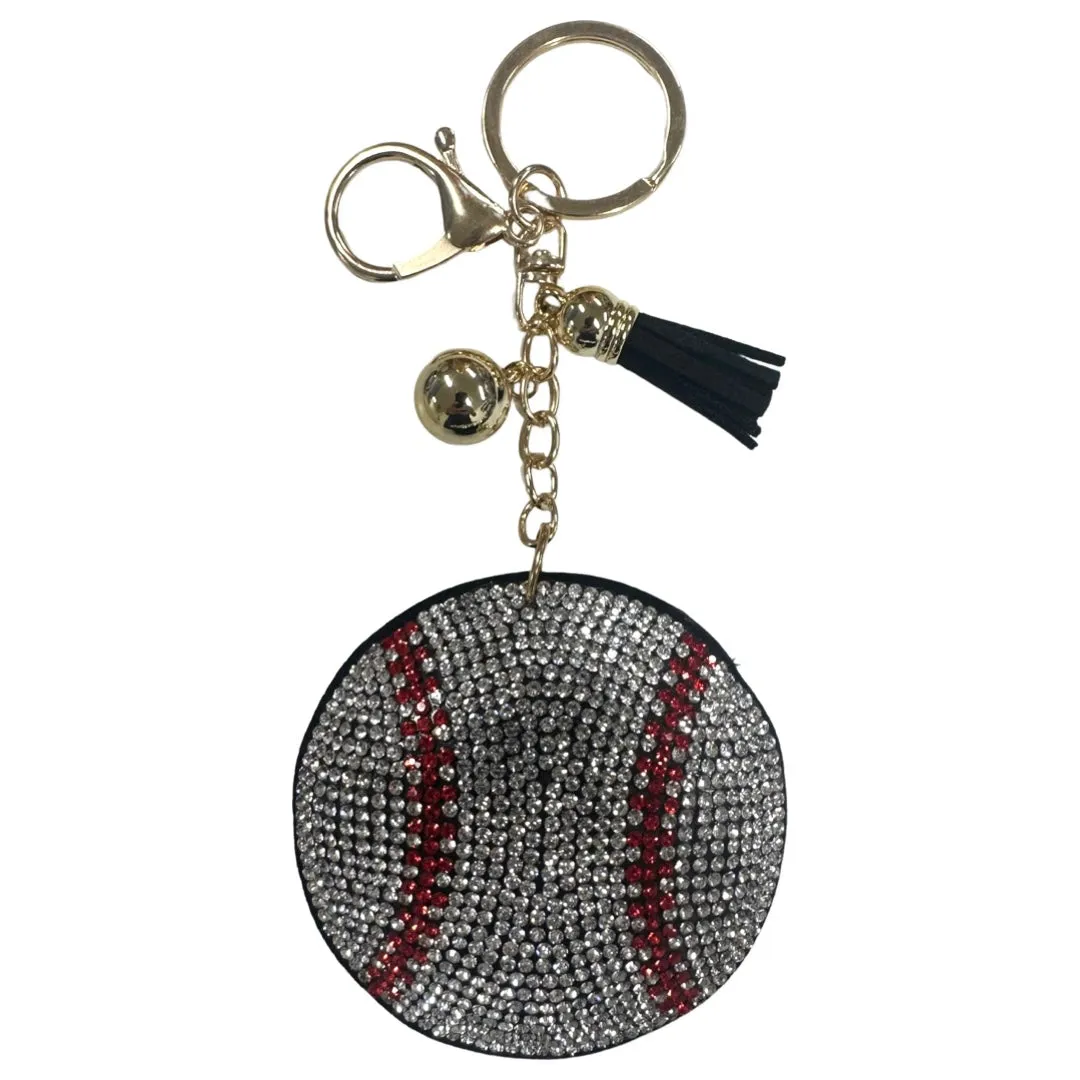 Rhinestone Baseball Keychain
