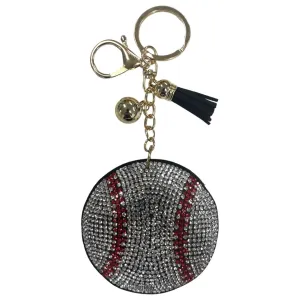 Rhinestone Baseball Keychain