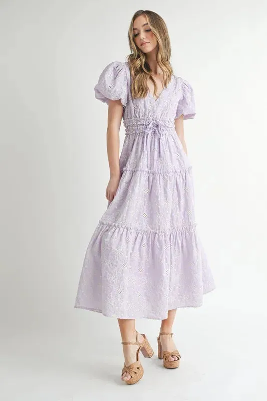 ROMANTIC RUFFLE MIDI DRESS