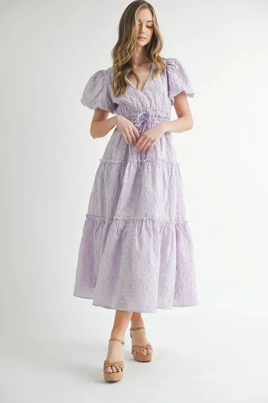 ROMANTIC RUFFLE MIDI DRESS