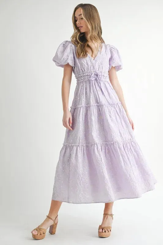 ROMANTIC RUFFLE MIDI DRESS