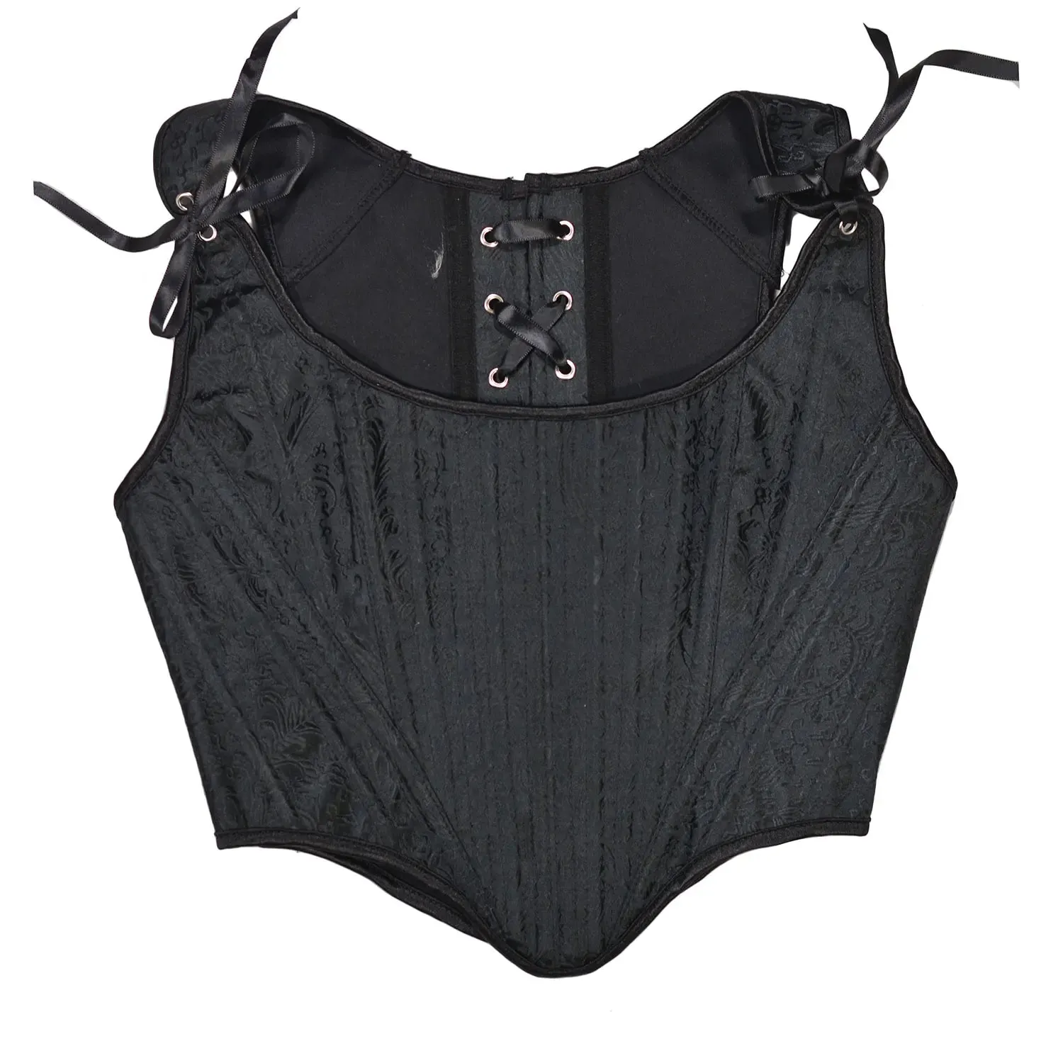 Satin Bow Tie Corset Top for Women Cropped Bustiers Female High Street Belt Slim Ladies Party Club Shapewear