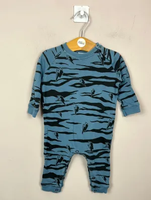 Scamp & Dude blue zebra romper 3-6m