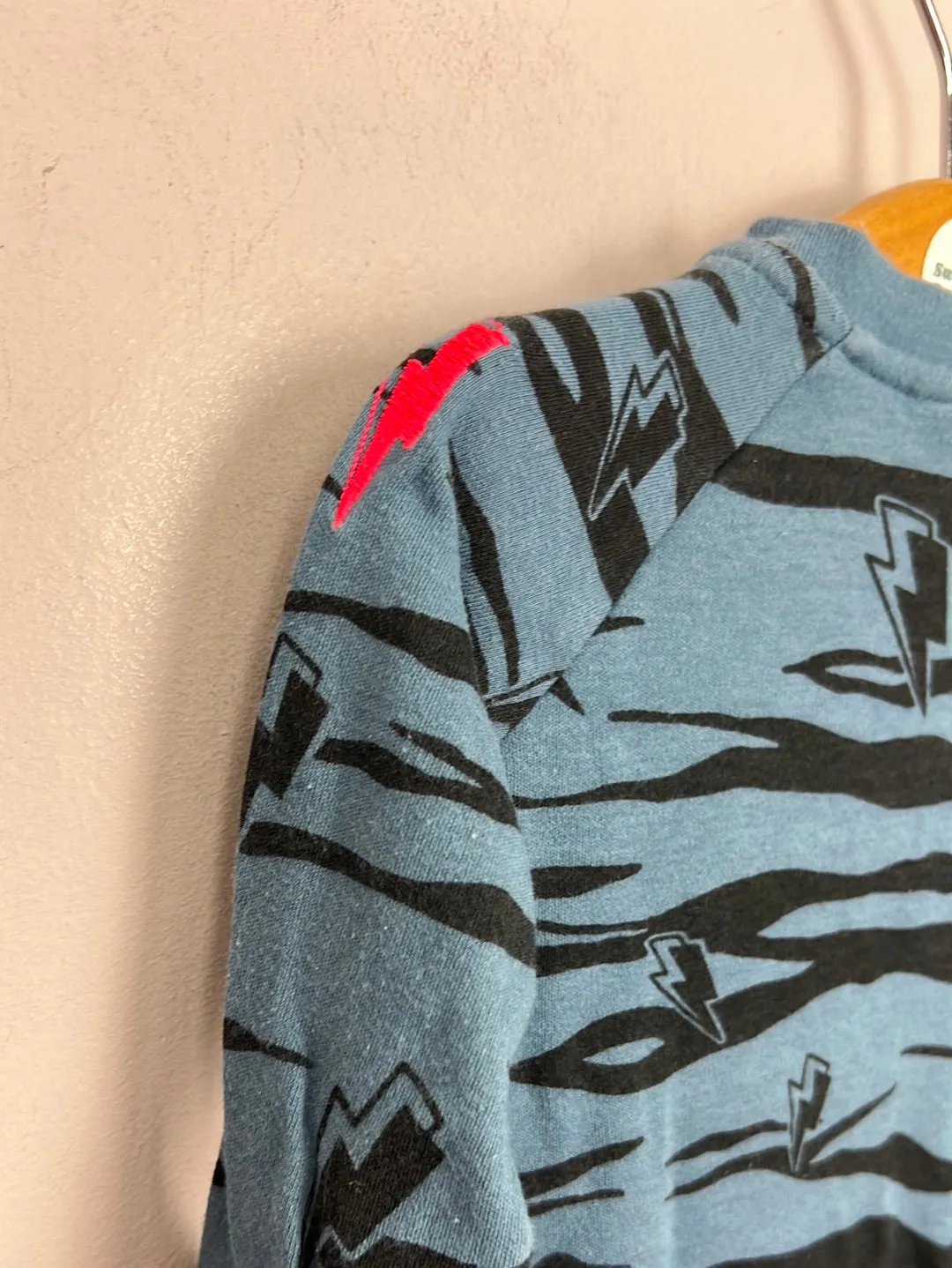 Scamp & Dude blue zebra romper 3-6m