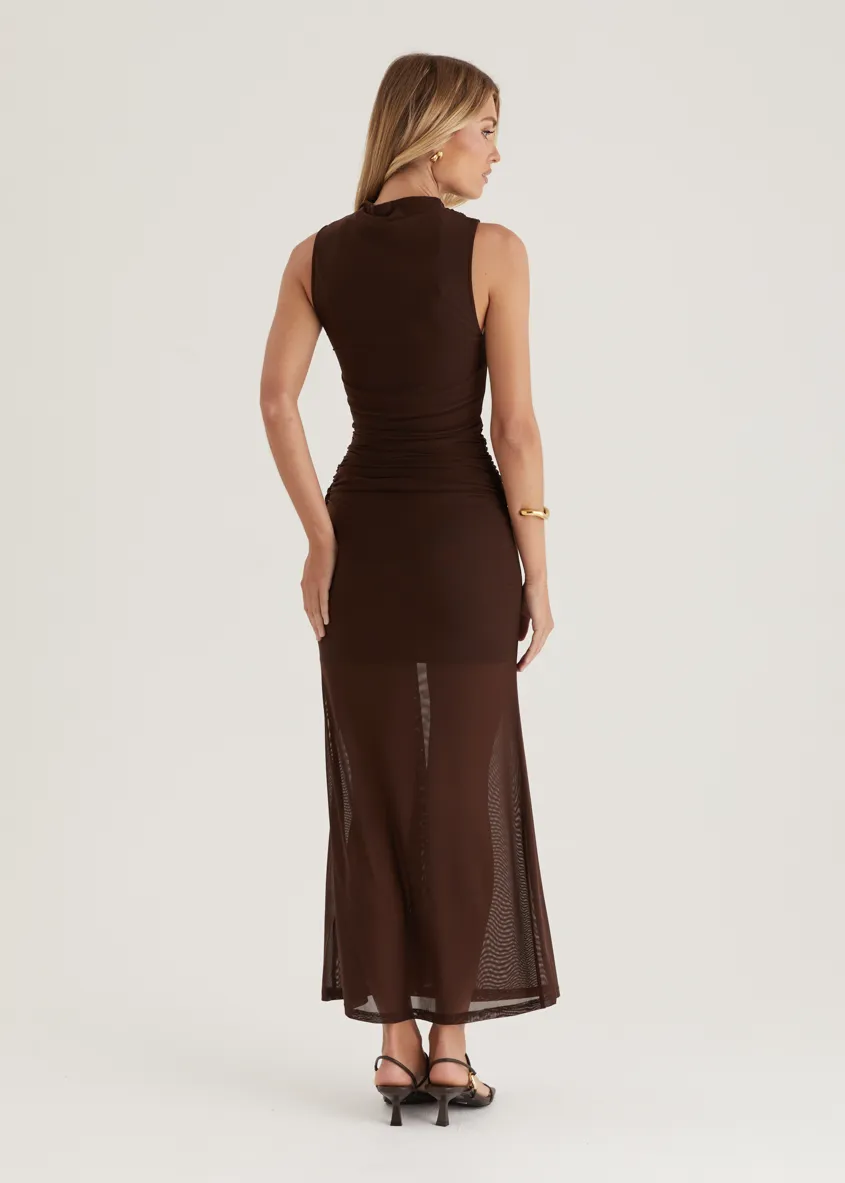Senorita Mesh Maxi Dress - Chocolate