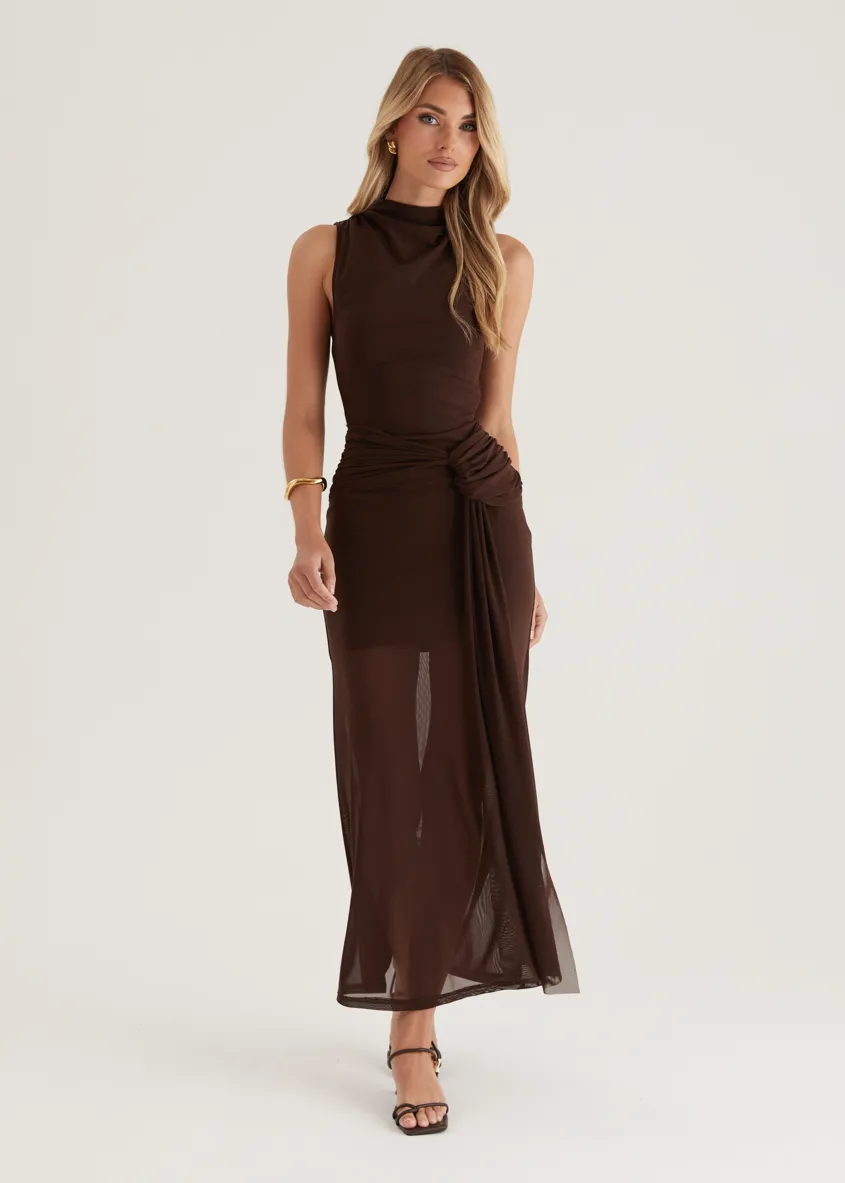 Senorita Mesh Maxi Dress - Chocolate