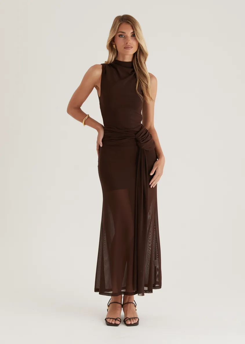 Senorita Mesh Maxi Dress - Chocolate