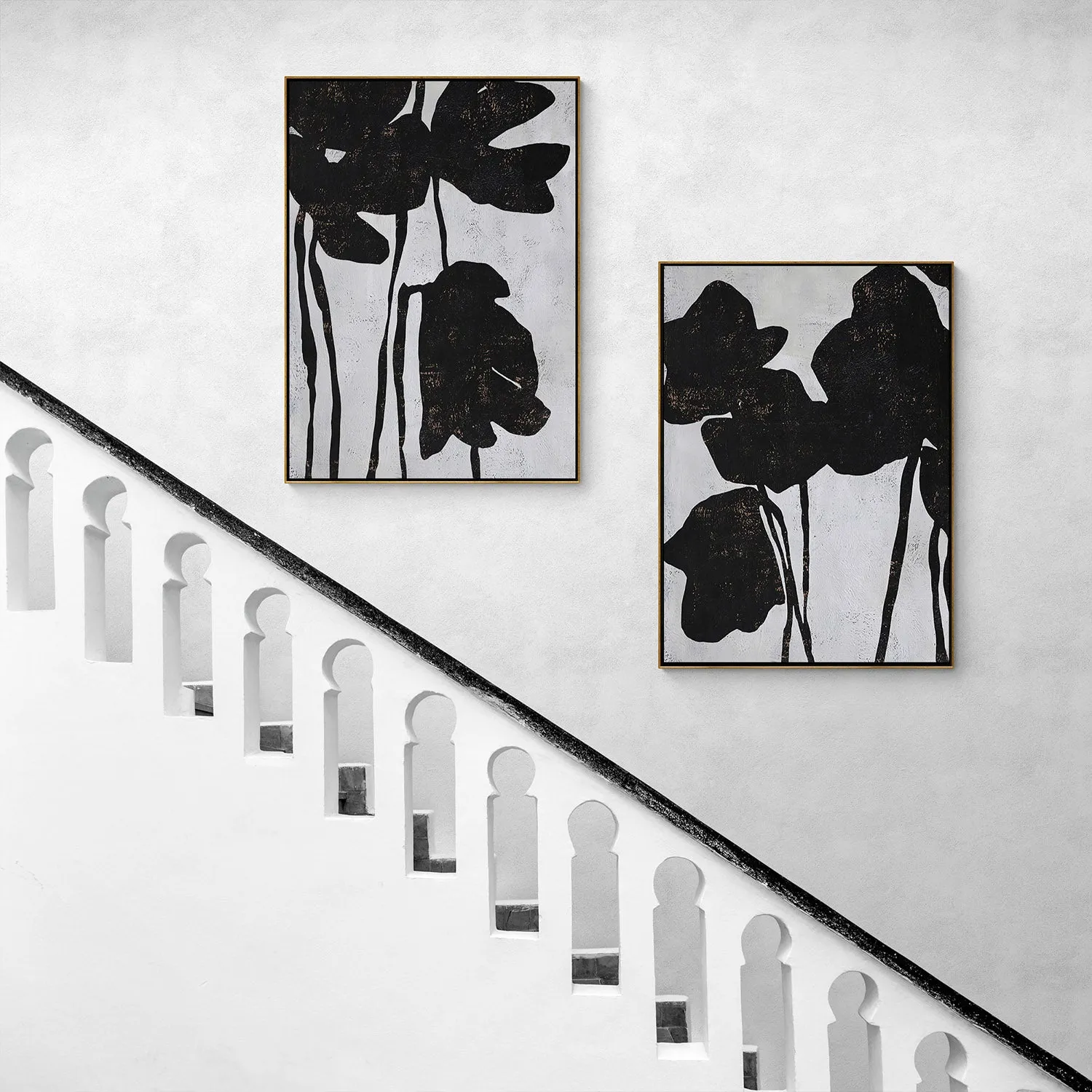 Set of 2 Abstract Flower Painting P44