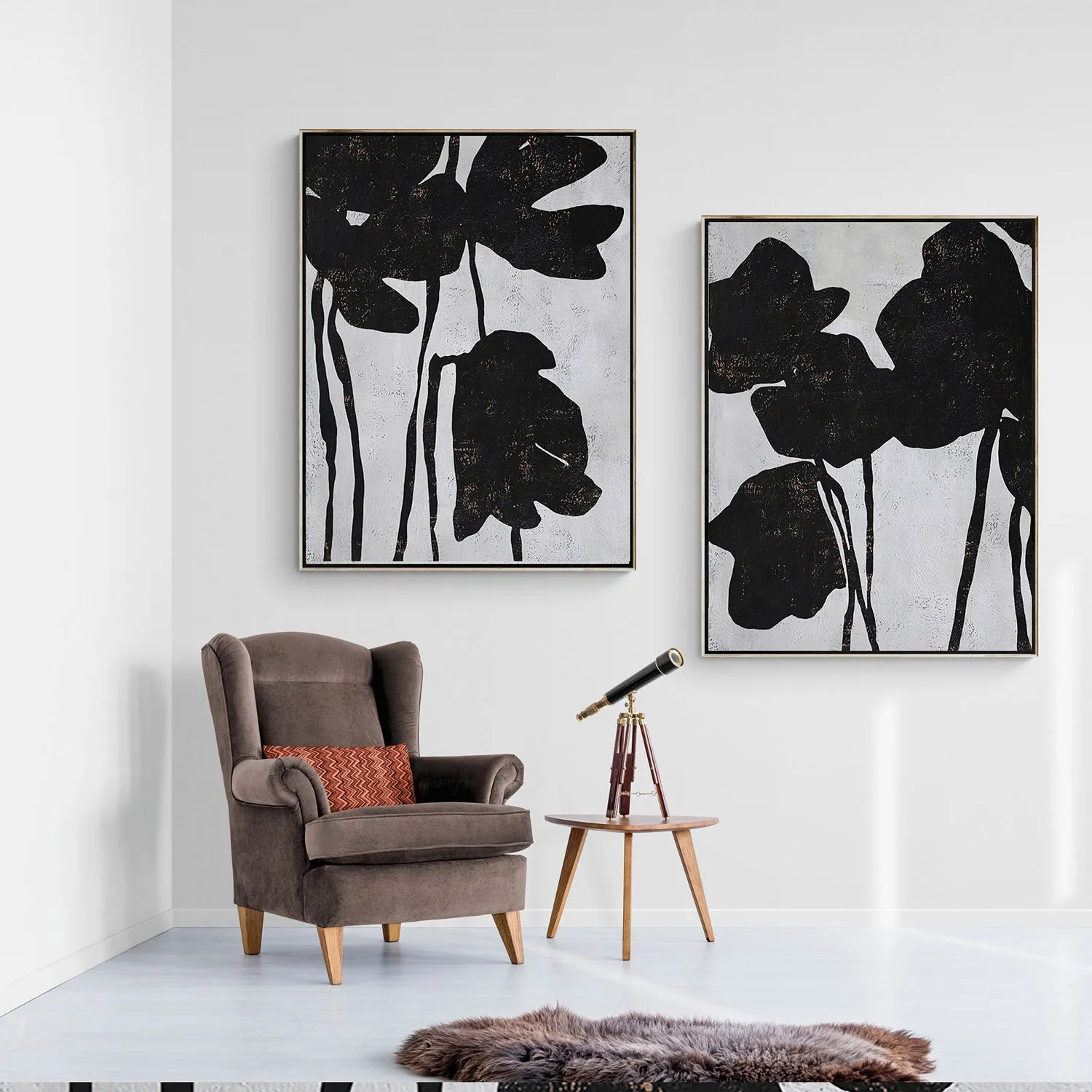 Set of 2 Abstract Flower Painting P44