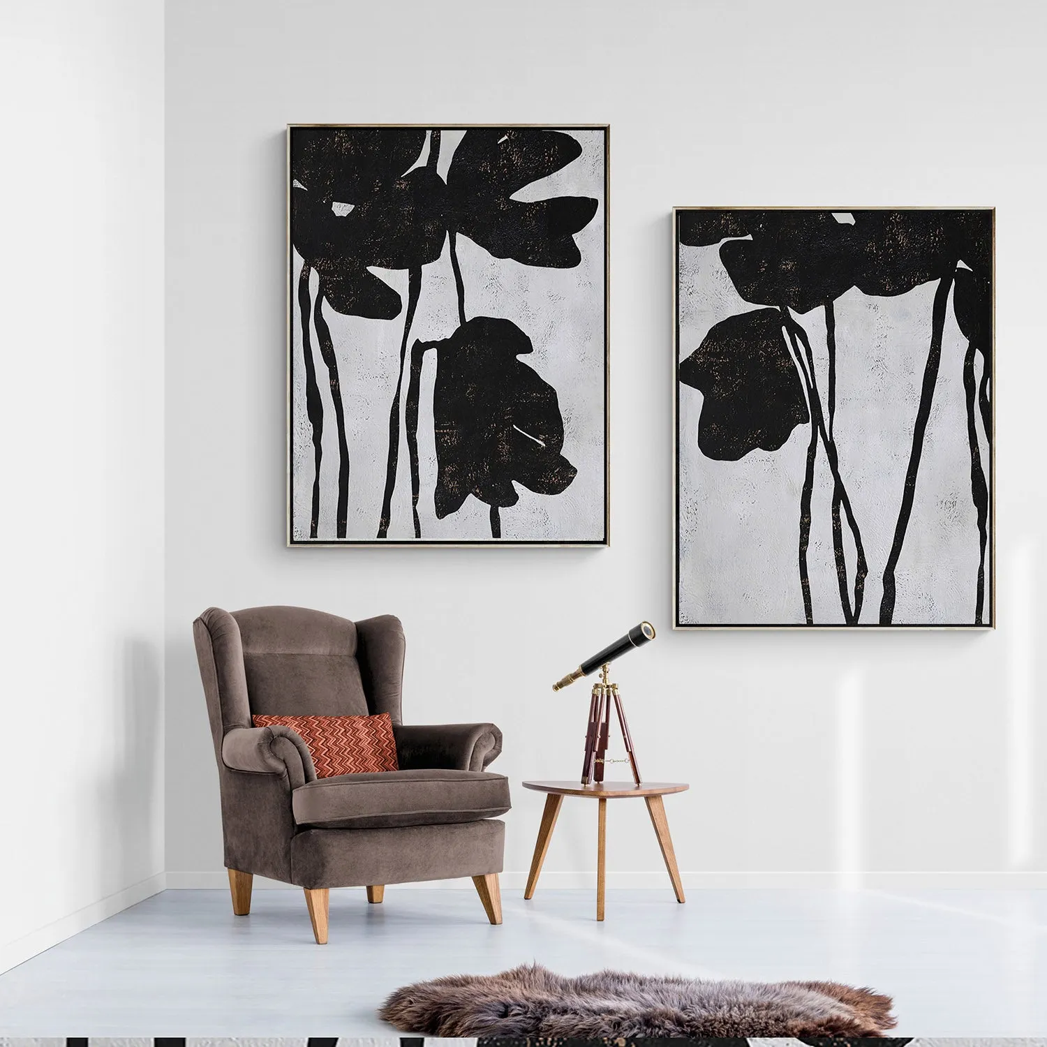 Set of 2 Abstract Flower Painting P45