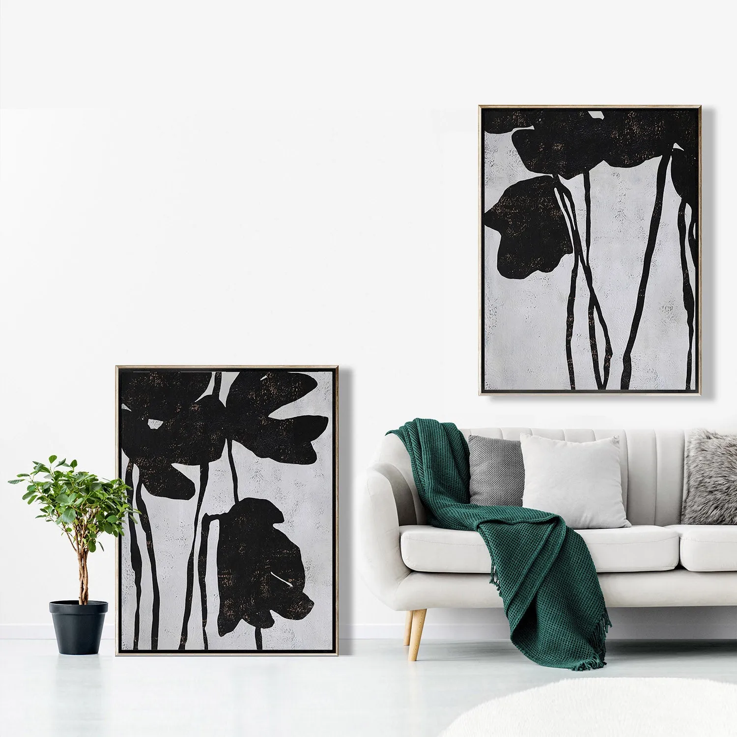 Set of 2 Abstract Flower Painting P45