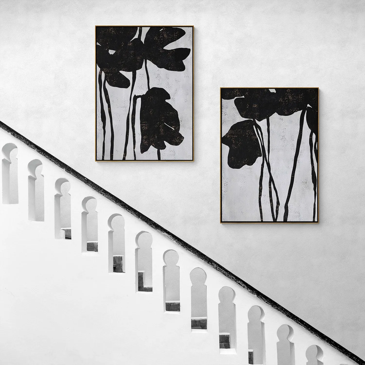 Set of 2 Abstract Flower Painting P45