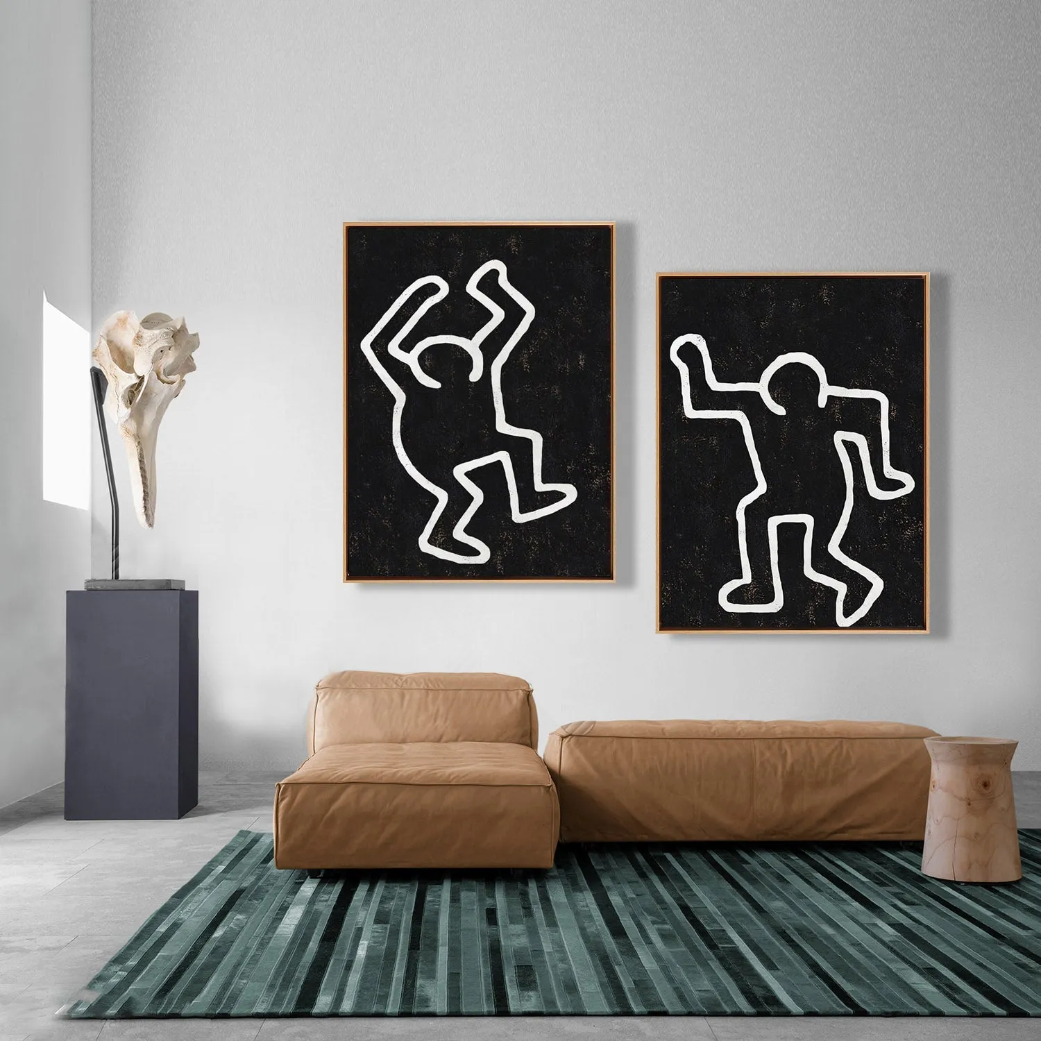 Set of 2 Minimal Painting Dancing Man P124