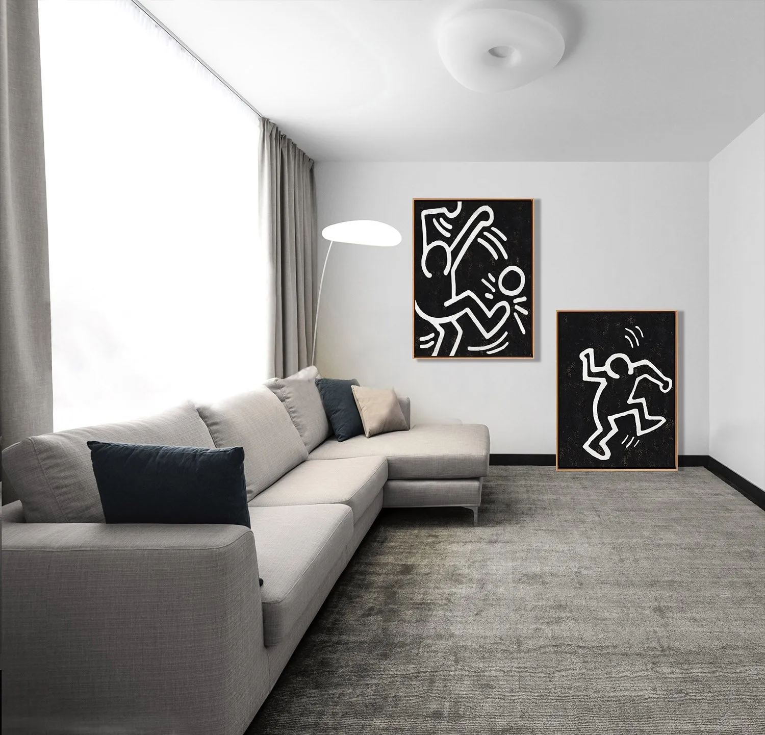 Set of 2 Minimal Painting Dancing Man P132