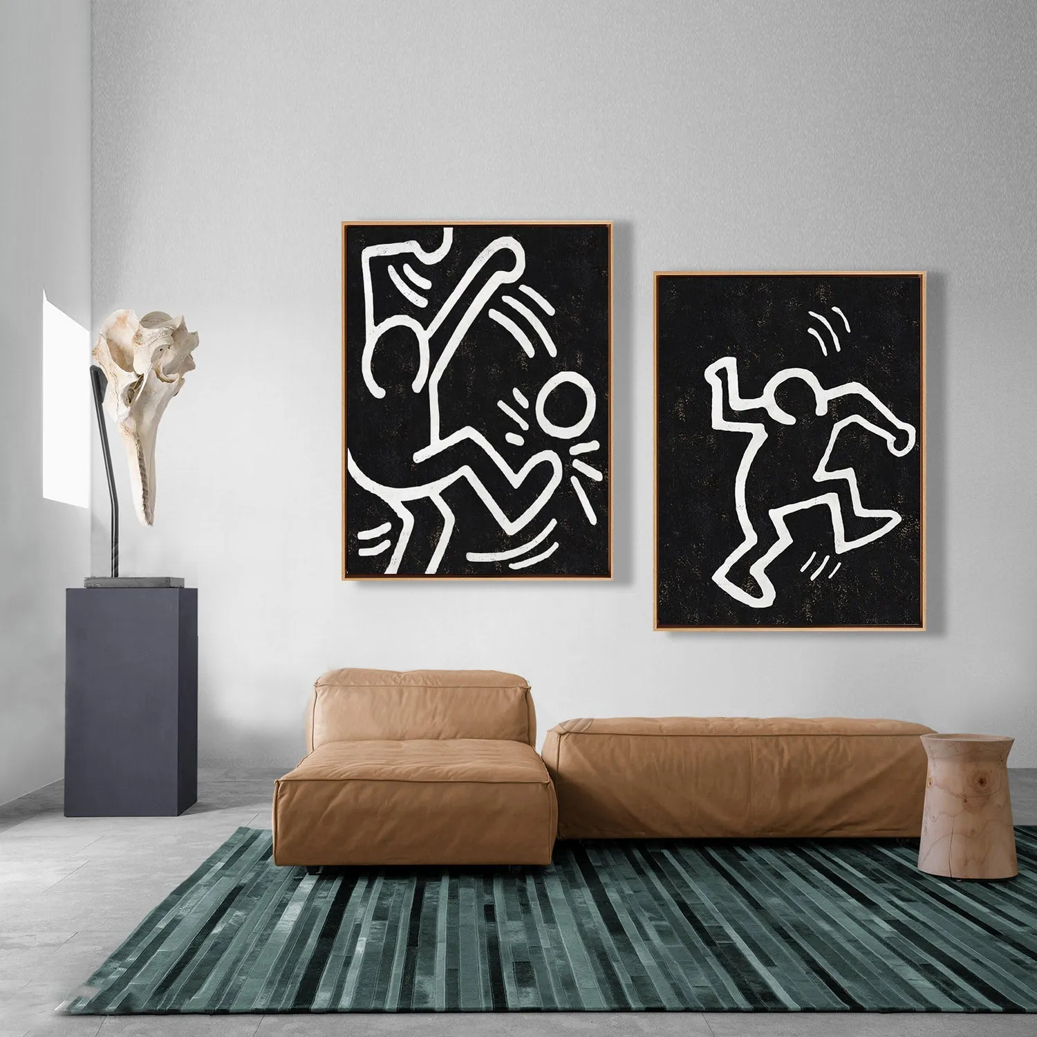 Set of 2 Minimal Painting Dancing Man P132