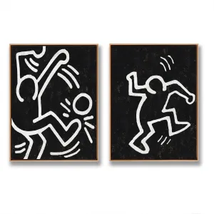 Set of 2 Minimal Painting Dancing Man P132