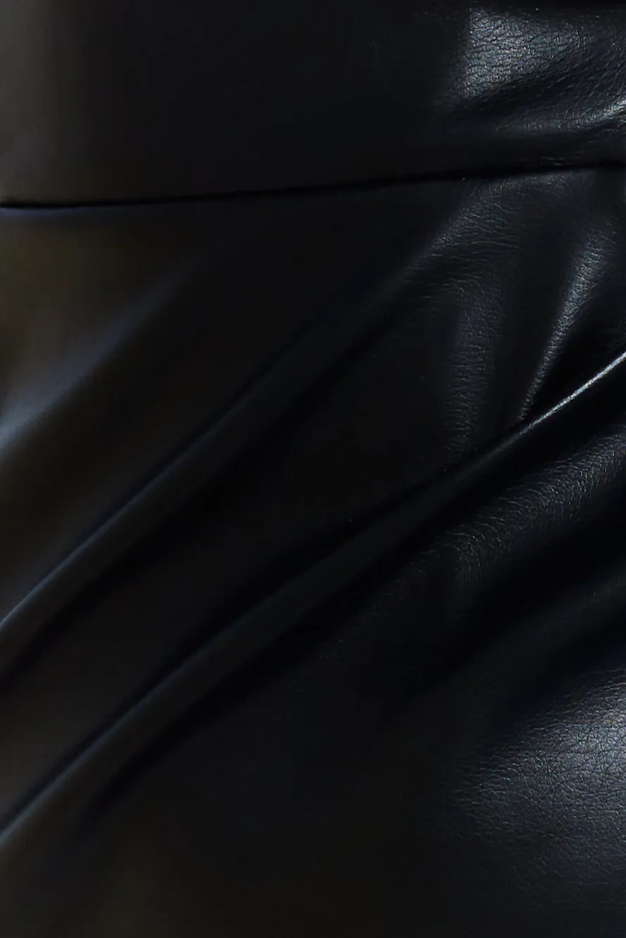 Set This Trend Faux Leather Midi Dress Black