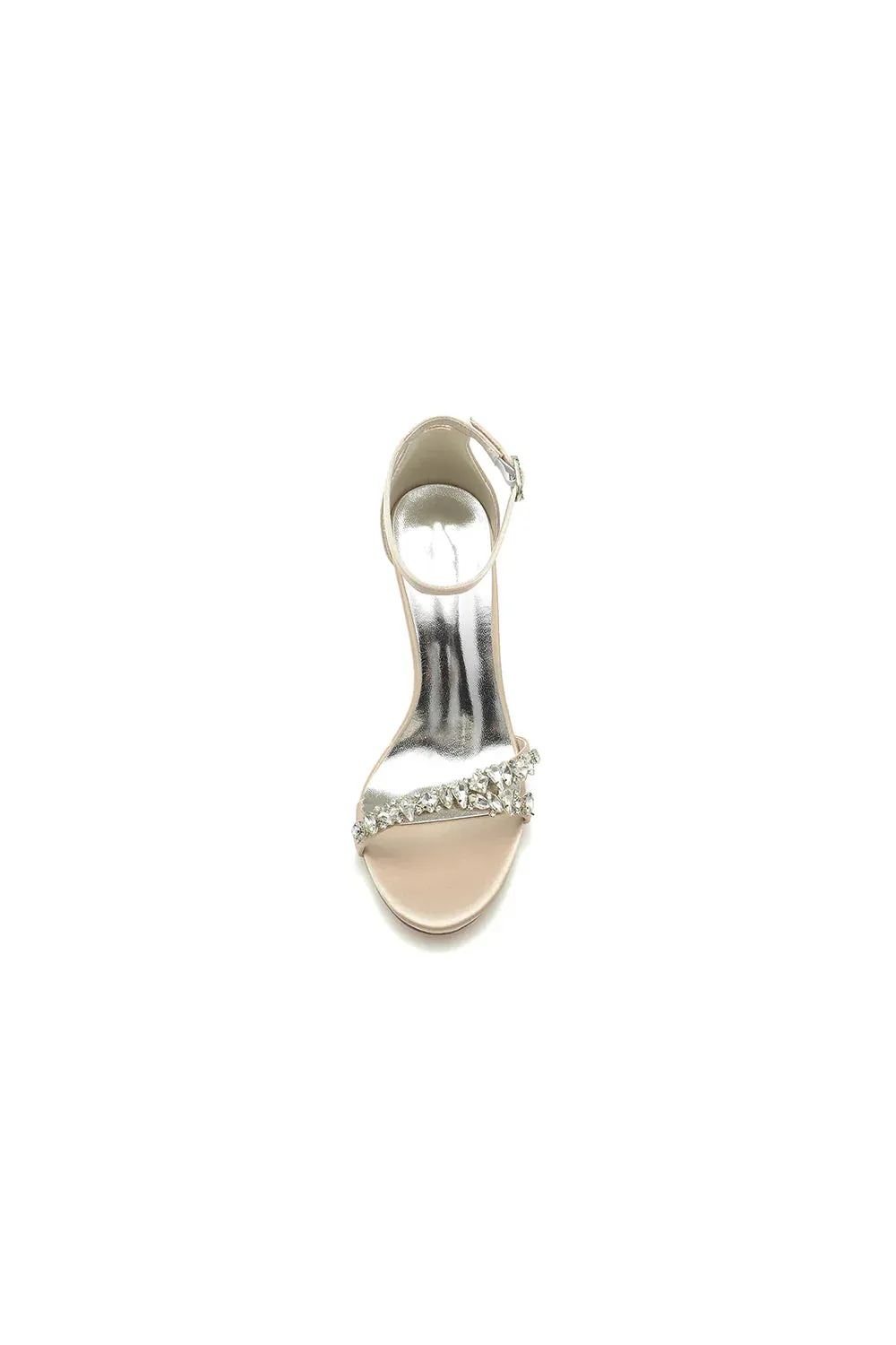 Simple Round Toe Rhinestone Stiletto Heels