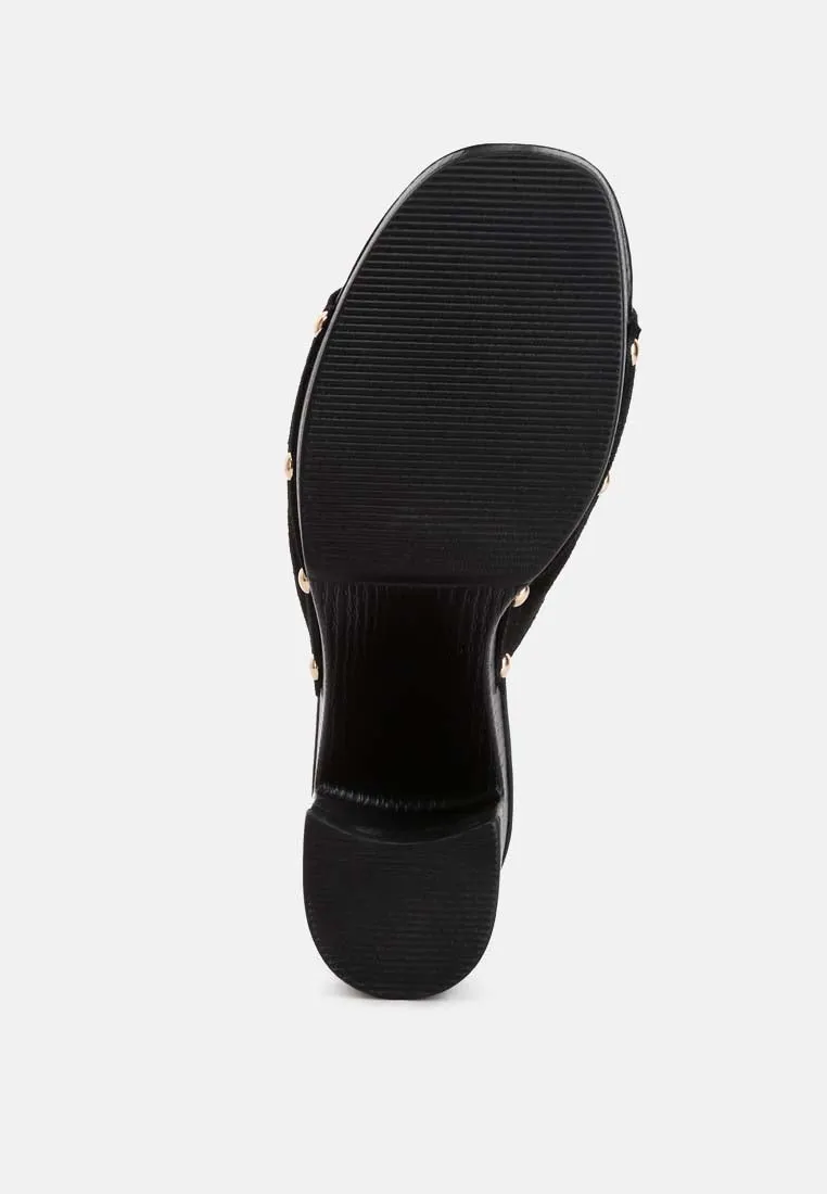Suede High Block Heel Clogs By RAG