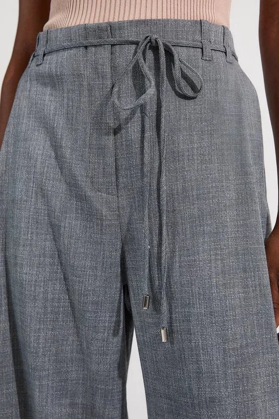Tailored Marl Tie Waist Detail Wide Leg Trouser
