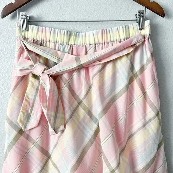 Talbots Cotton Pastel Plaid A Line Pull on Midi Skirt Women’s Size Small NEW