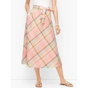 Talbots Cotton Pastel Plaid A Line Pull on Midi Skirt Women’s Size Small NEW