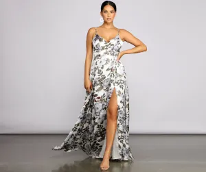 Tatiana Formal Floral Charming High Slit A-Line Dress