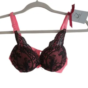 THE LITTLE BRA COMPANY Lucia Floral Lace Push Up Bra Licorice Raspberry 28B NWT