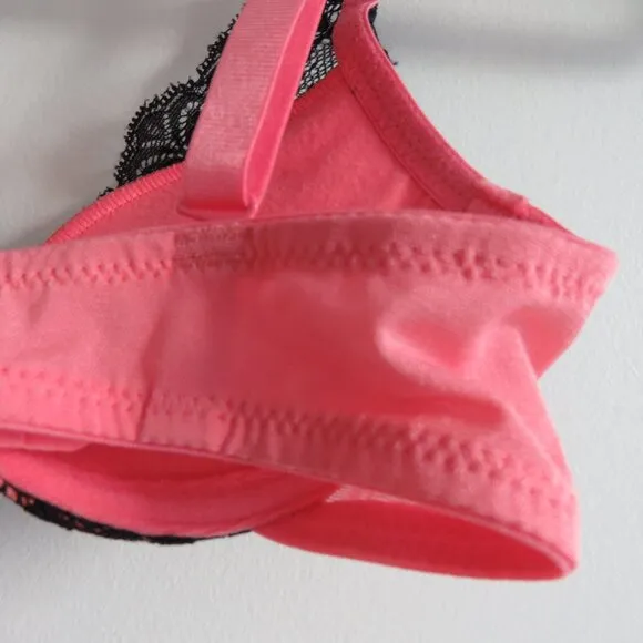 THE LITTLE BRA COMPANY Lucia Floral Lace Push Up Bra Licorice Raspberry 28B NWT