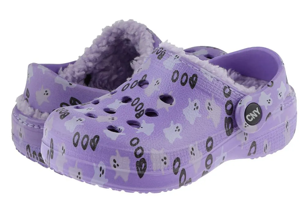 Toddler Girl Glow in the Dark Ghost Printed Injected EVA Clog with Faux Berber Lining