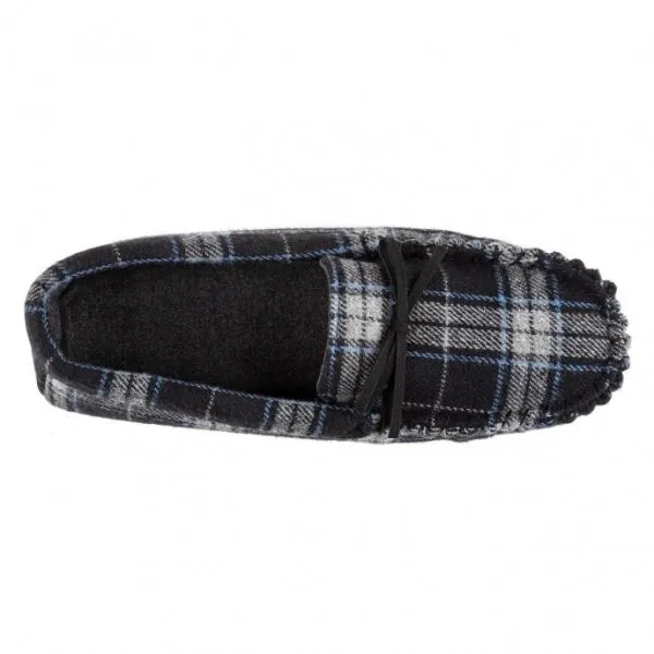 Totes Isotoner CHECK Mens Moccasin Slippers Grey
