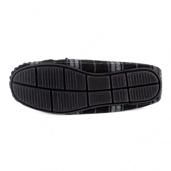 Totes Isotoner CHECK Mens Moccasin Slippers Grey