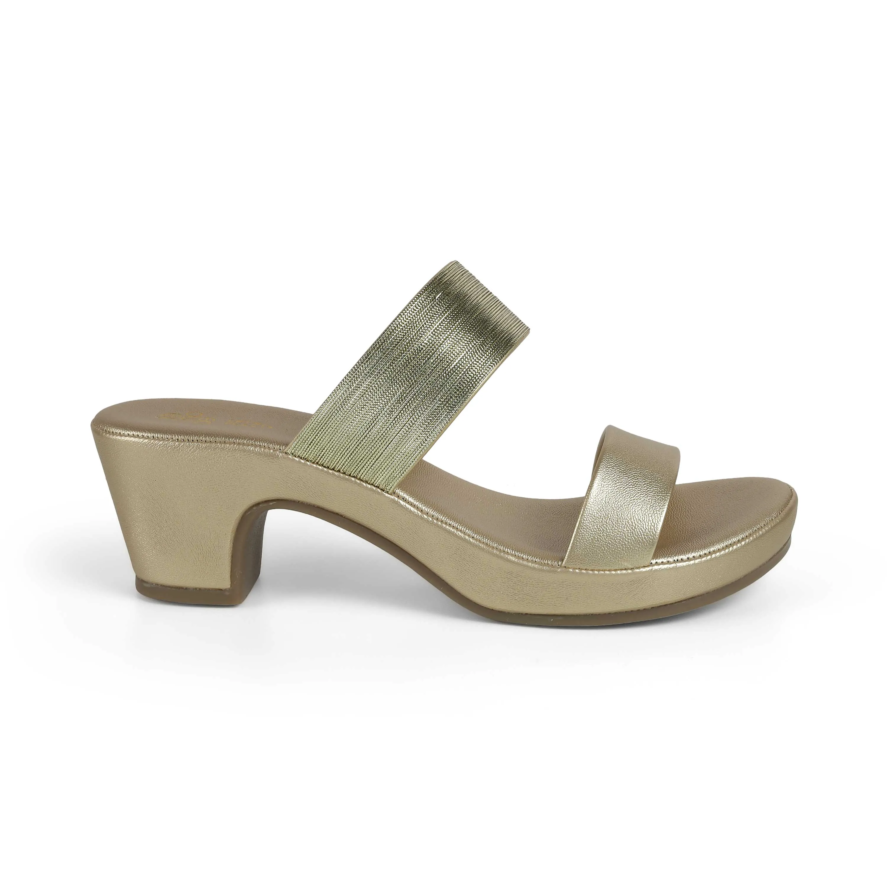 Tresmode Glo Gold Women's Dress Block Heel Sandals