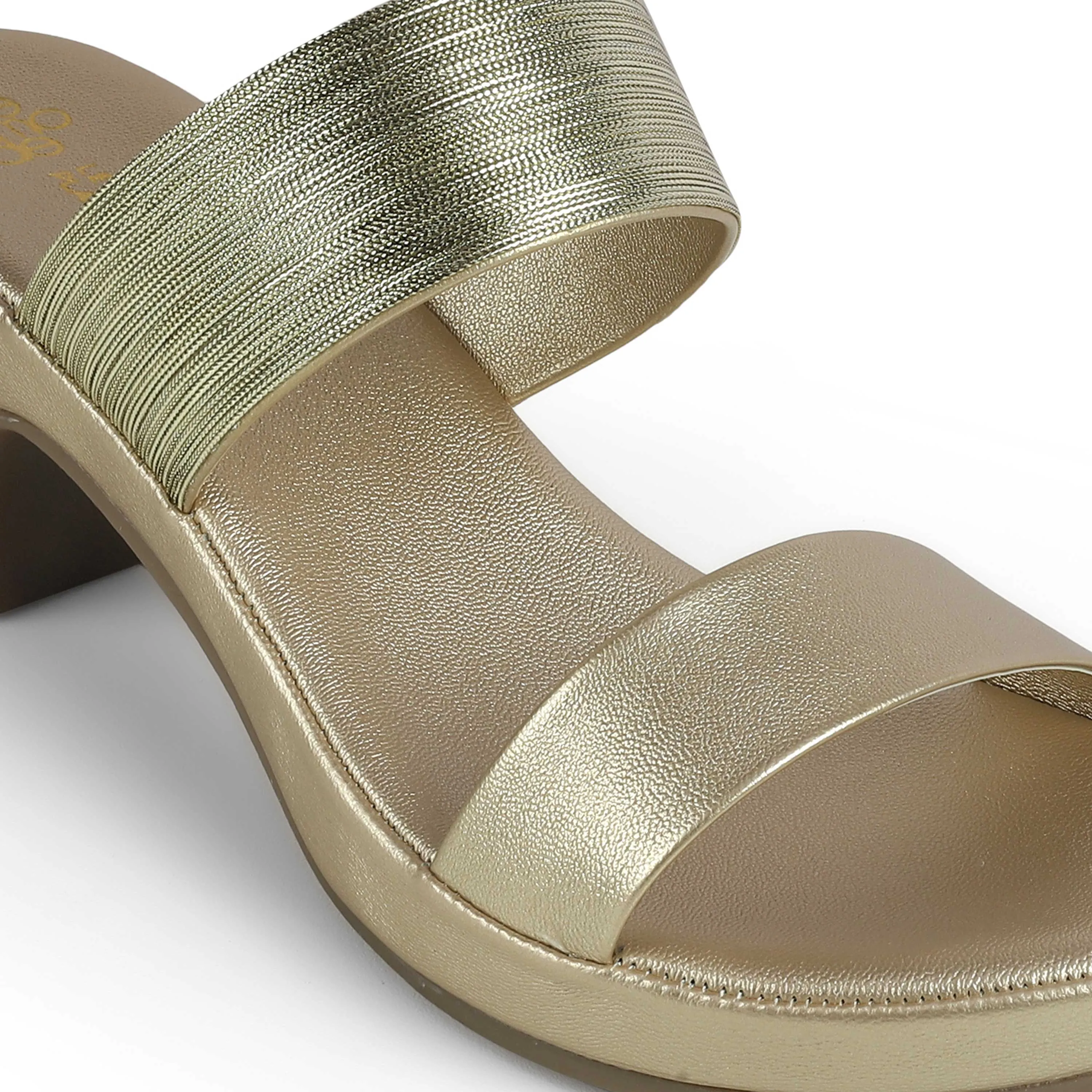 Tresmode Glo Gold Women's Dress Block Heel Sandals