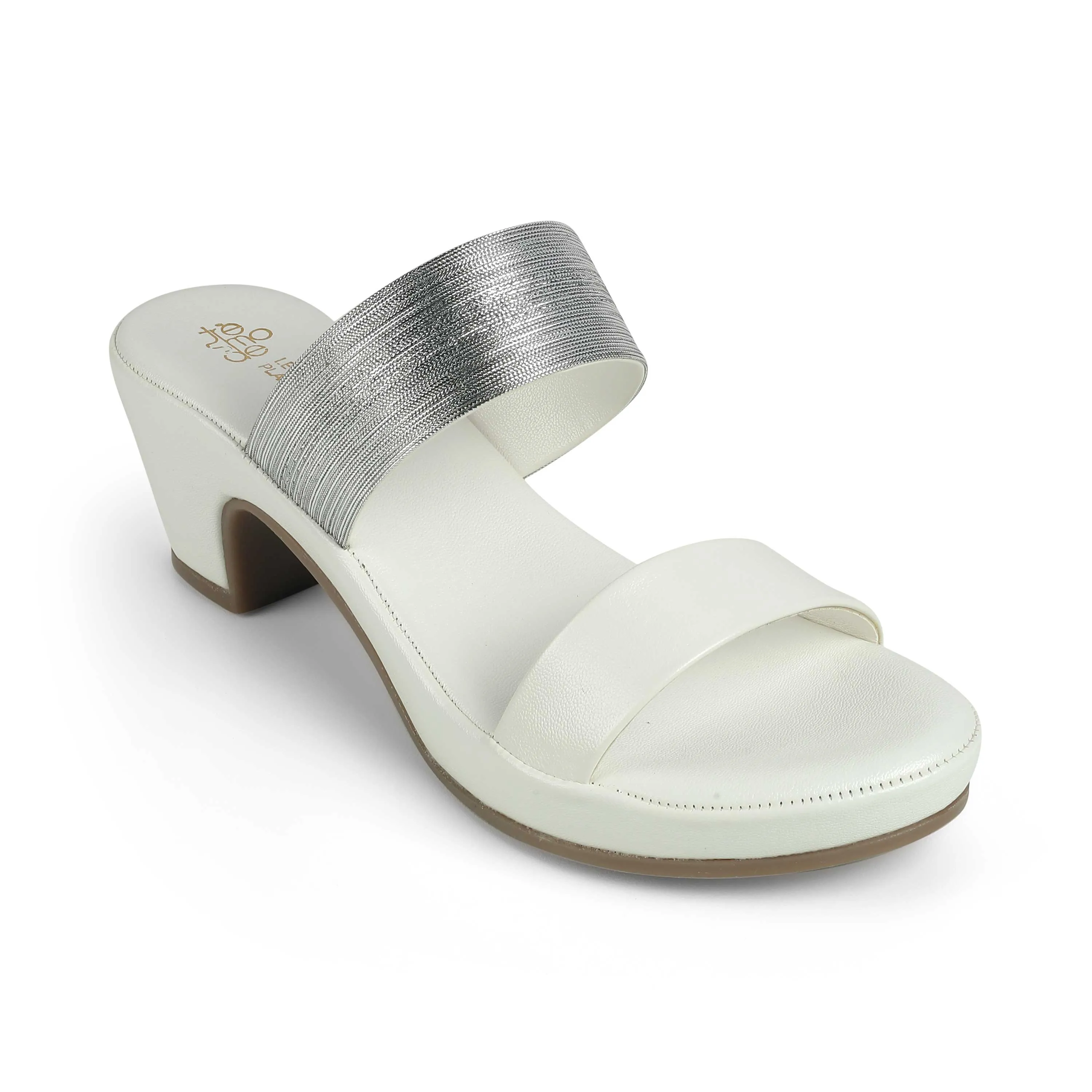 Tresmode Glo White Women's Dress Block Heel Sandals