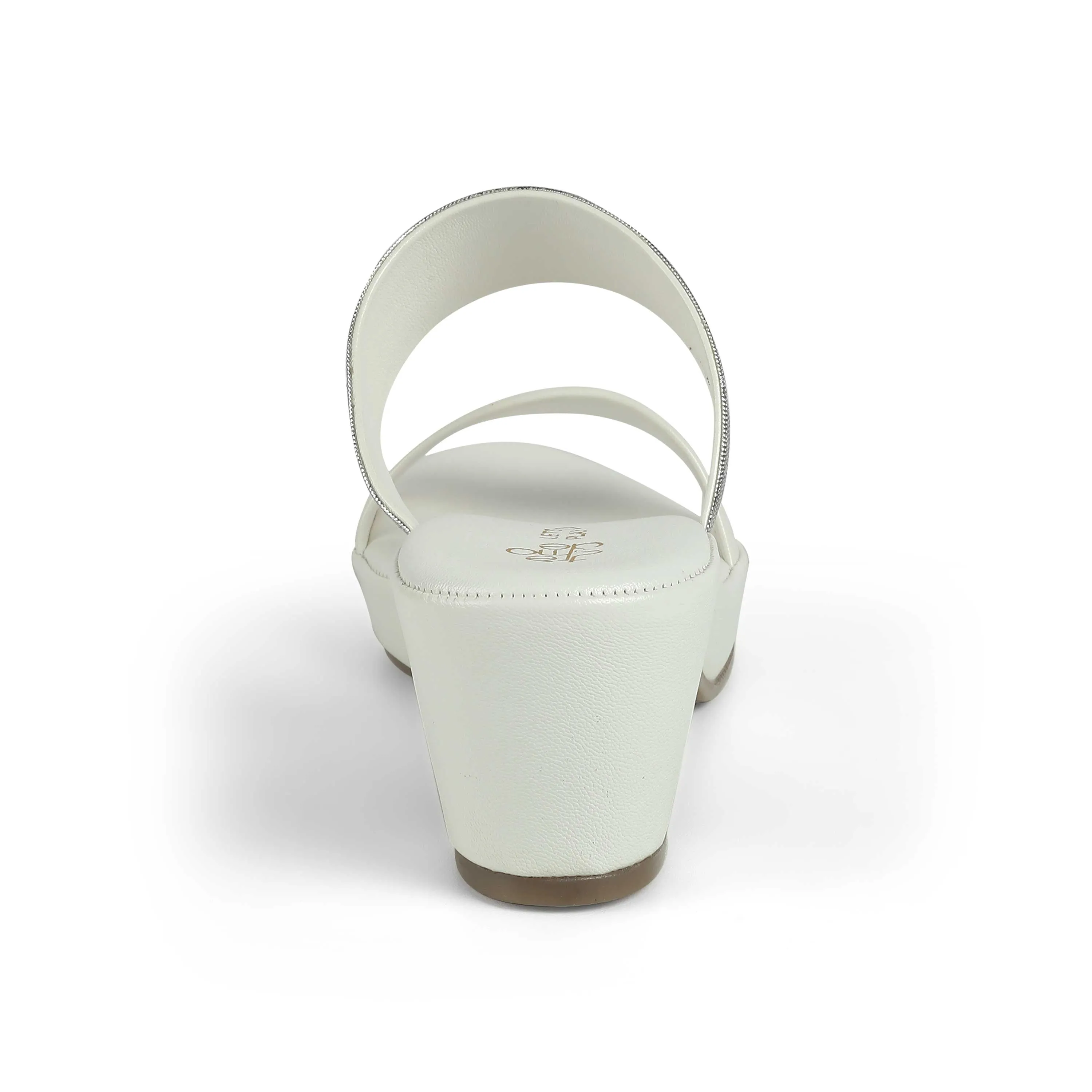 Tresmode Glo White Women's Dress Block Heel Sandals
