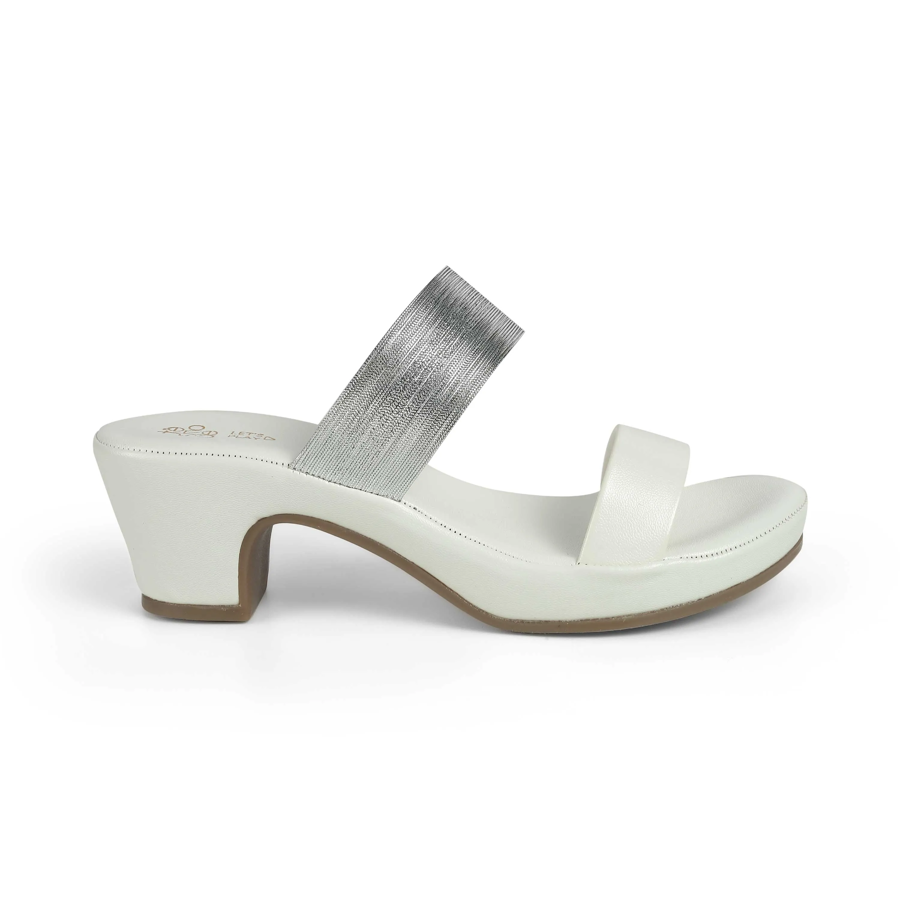 Tresmode Glo White Women's Dress Block Heel Sandals