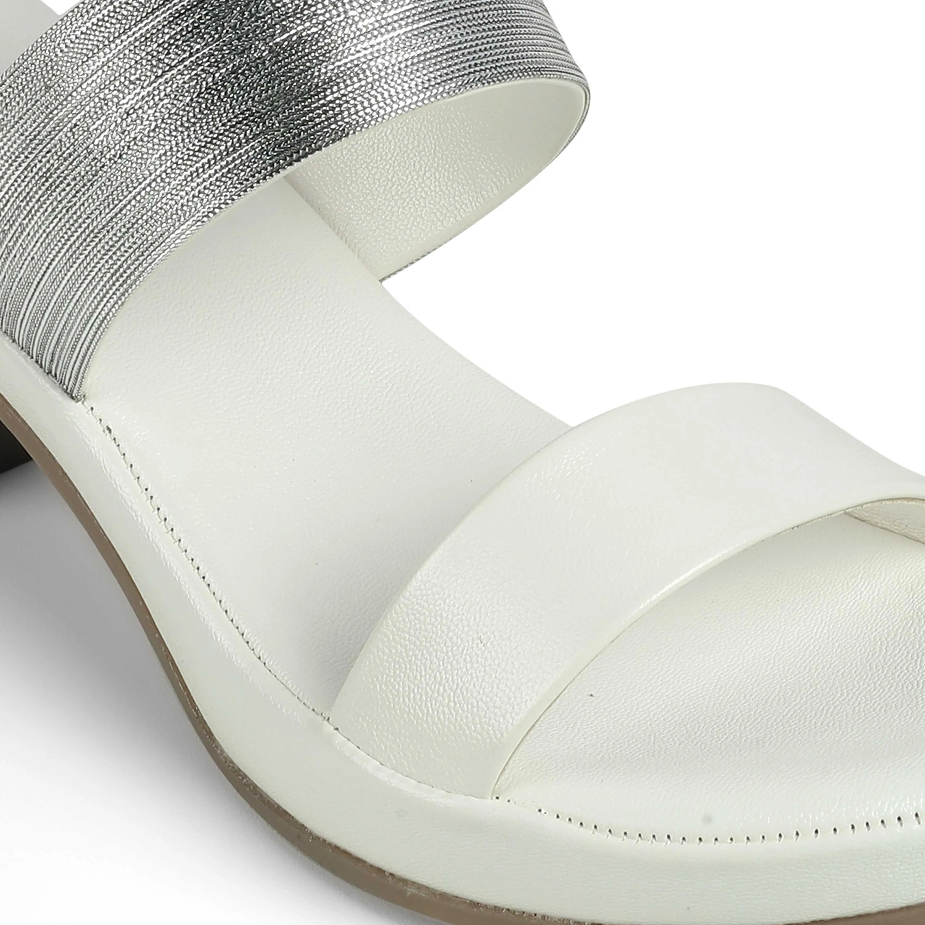 Tresmode Glo White Women's Dress Block Heel Sandals