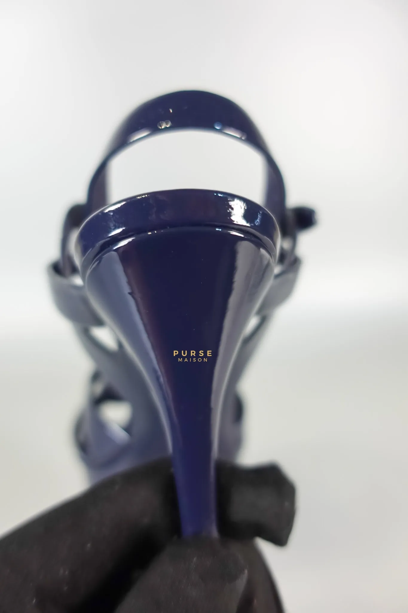 Tribute Leather Platform Sandal Patent Navy Blue High Heels (Size 36EU 23cm)