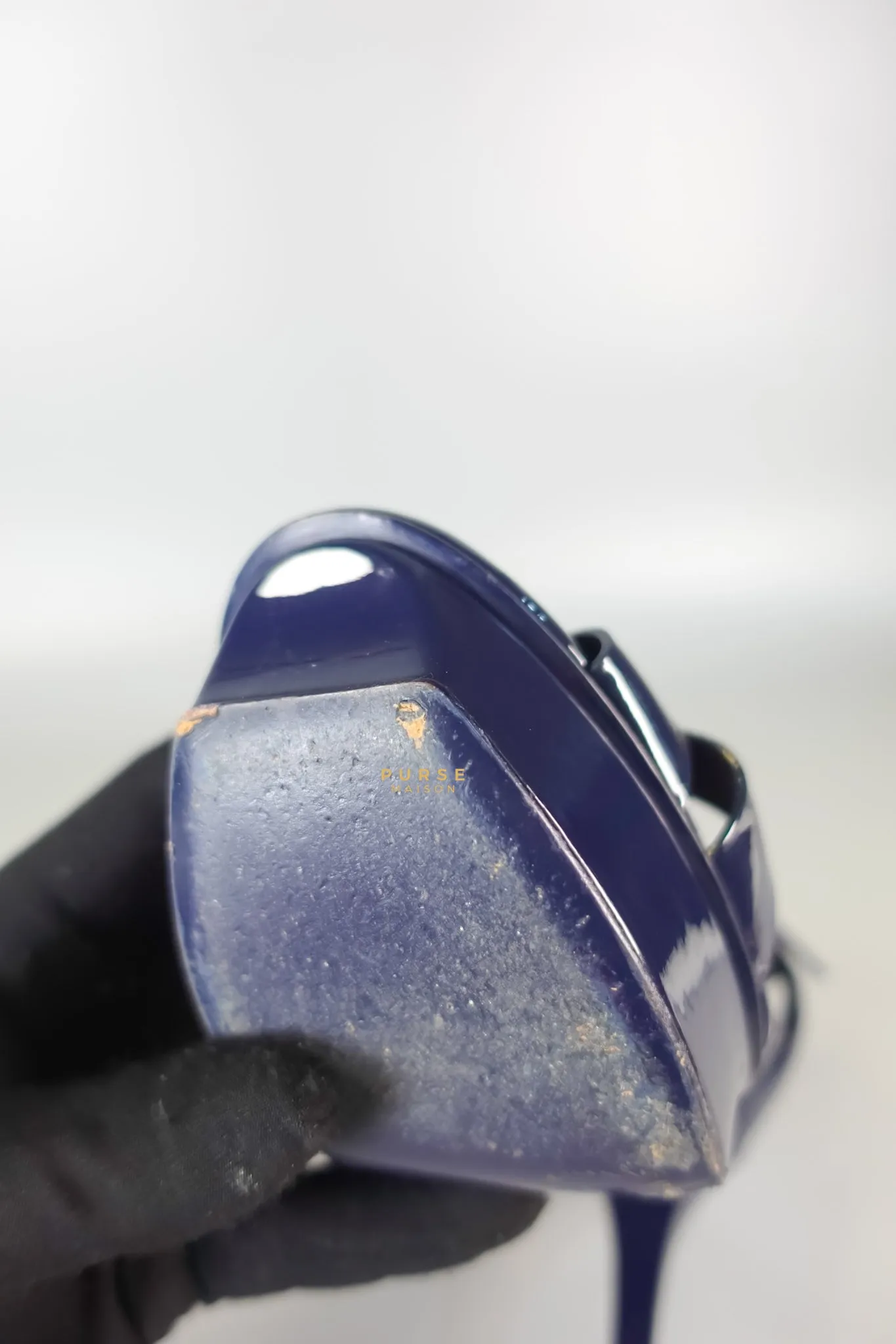 Tribute Leather Platform Sandal Patent Navy Blue High Heels (Size 36EU 23cm)