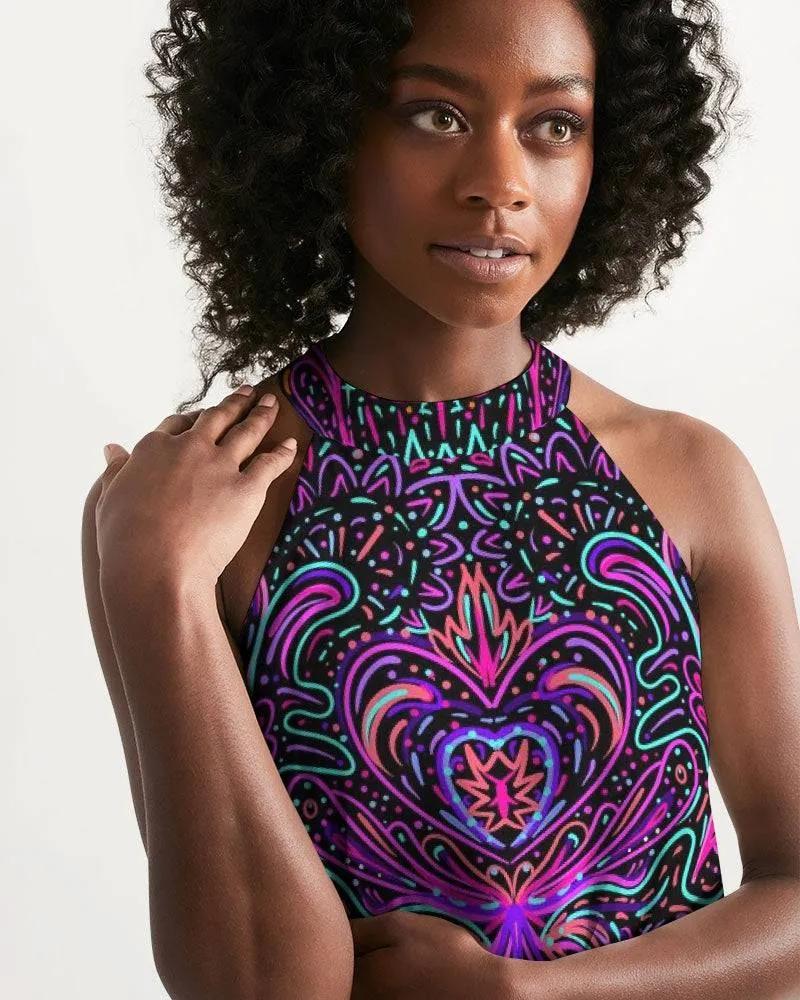 Trippy Psychedelic Purple Pink Halter Dress